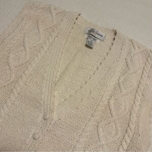 Women’s Vintage Cream Cable Knit Vest Cardigan